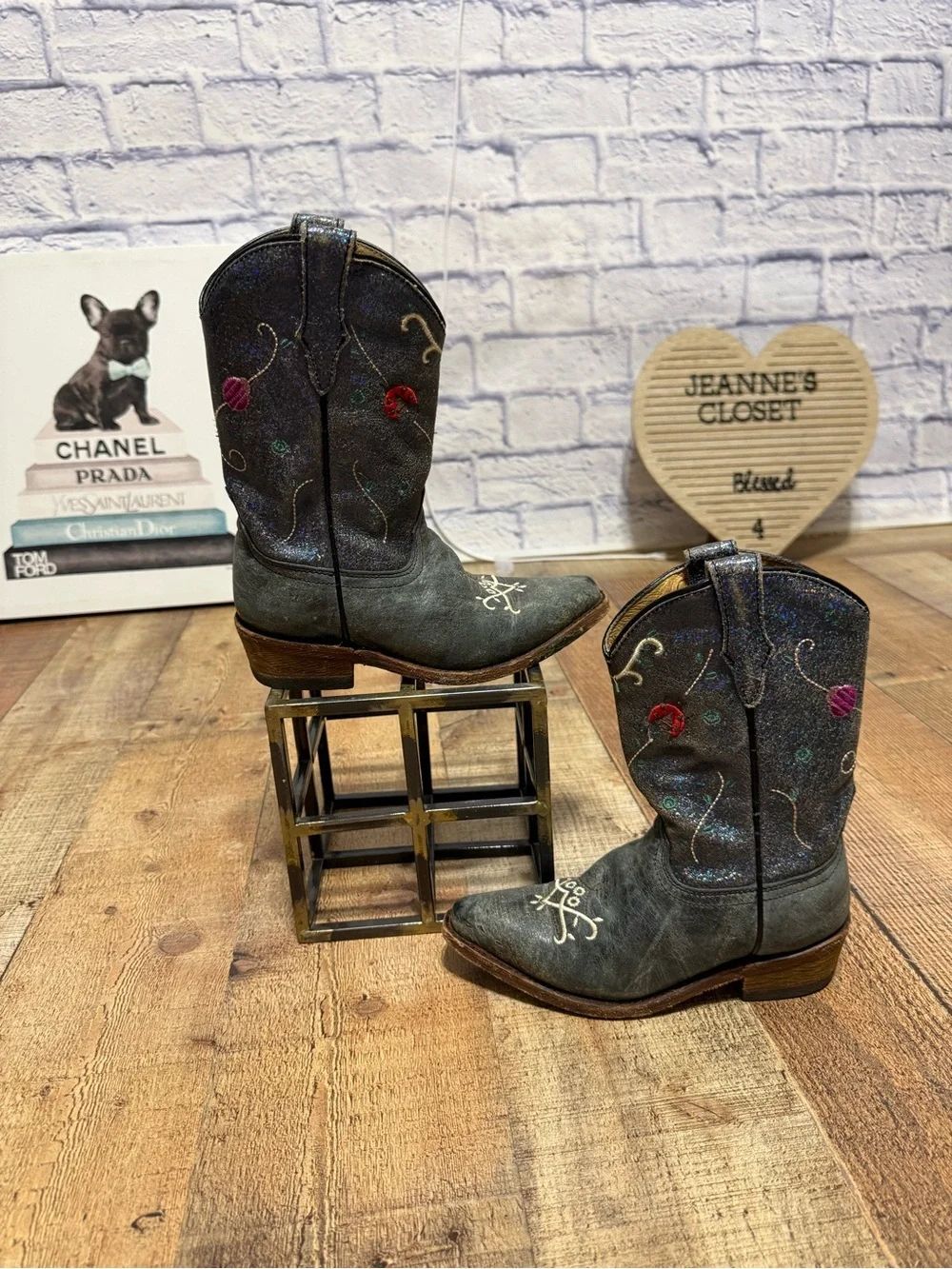 Corral boots youth size 12, lady bug firefly bee glitter metallic RARE